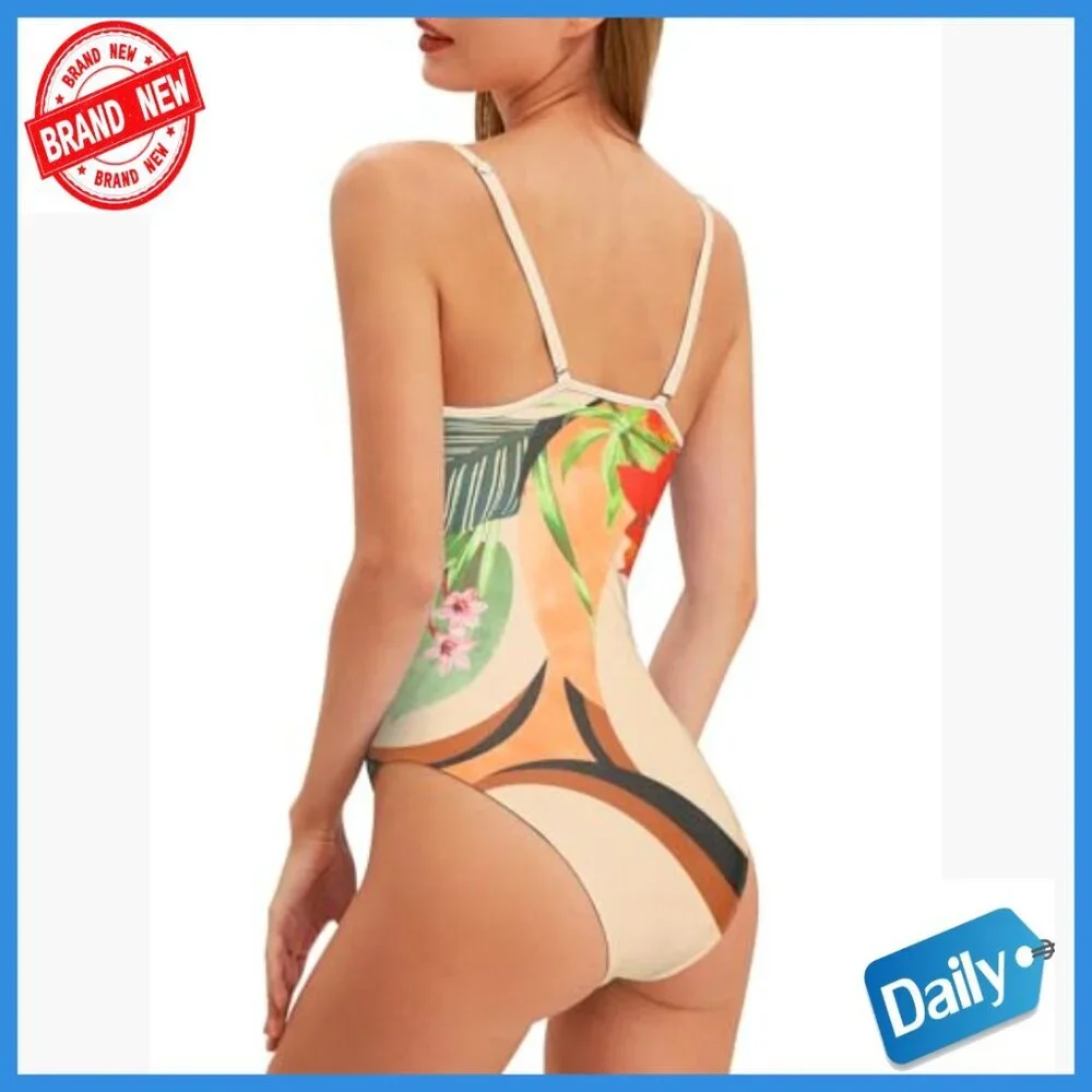 Floral One Piece Swimsuit with Sarong Cover Up Set Medium